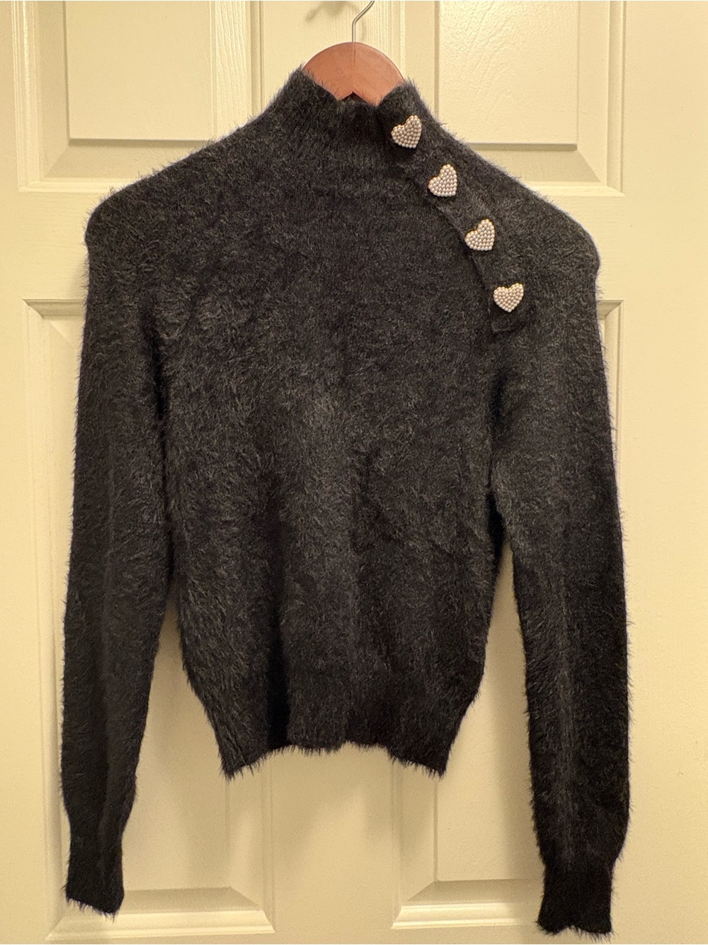 Zara - Mock Neck Sweater with Heart Buttons
